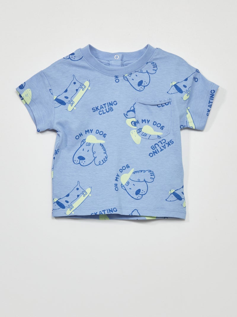 T-shirt à manches courtes avec imprimé Bleu - Kiabi