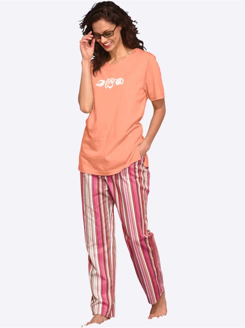 T-shirt à manches courtes avec imprimé coquillages et fentes latérales - Taille standard - Witt - Kiabi