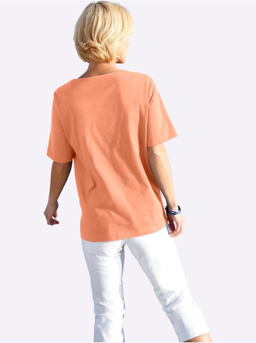 T-shirt à manches courtes avec imprimé coquillages et fentes latérales - Taille standard - Witt - Kiabi