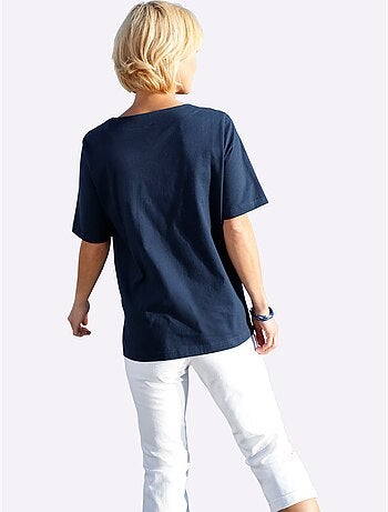 T-shirt à manches courtes avec imprimé coquillages et fentes latérales - Taille standard - Witt