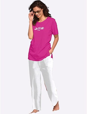 T-shirt à manches courtes avec imprimé coquillages et fentes latérales - Taille standard - Witt