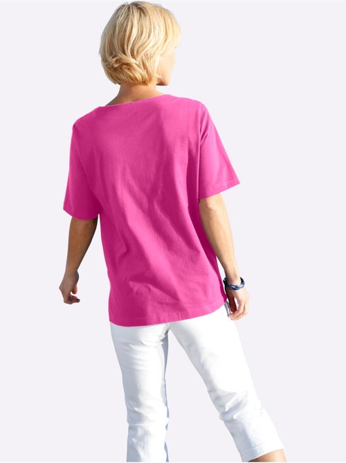 T-shirt à manches courtes avec imprimé coquillages et fentes latérales - Taille standard - Witt - Kiabi