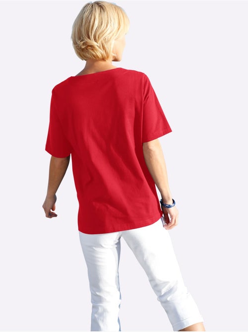 T-shirt à manches courtes avec imprimé coquillages et fentes latérales - Taille standard - Witt - Kiabi