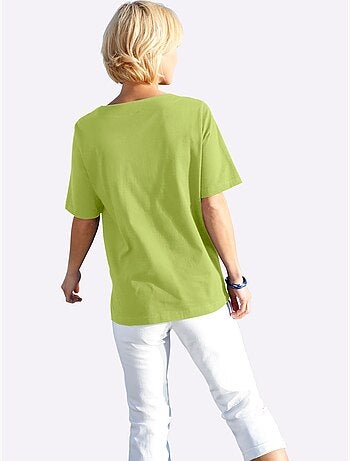 T-shirt à manches courtes avec imprimé coquillages et fentes latérales - Taille standard - Witt