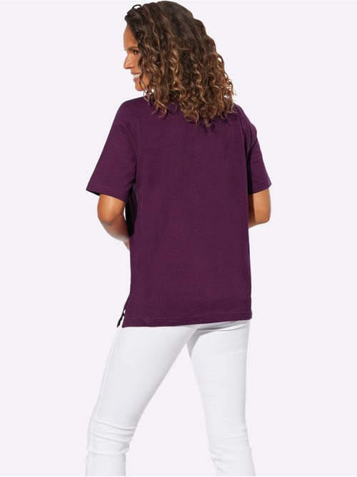 T-shirt à manches courtes avec imprimé coquillages et fentes latérales - Taille standard - Witt - Kiabi