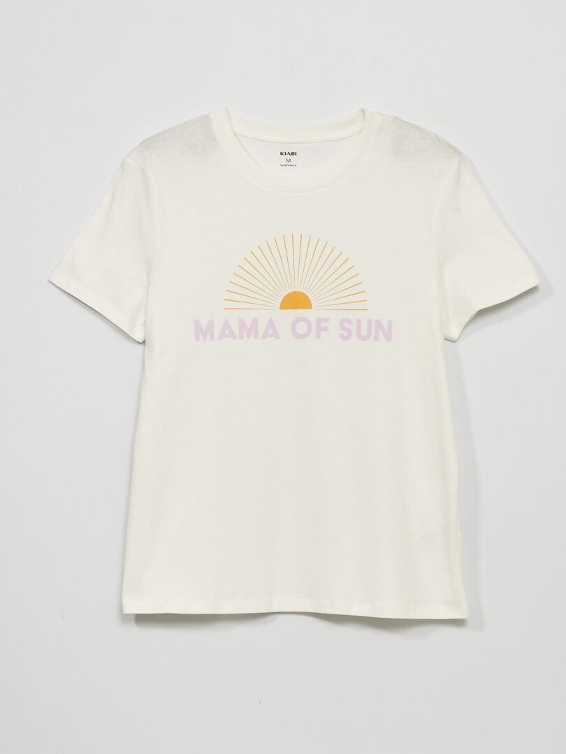 T-shirt à manches courtes avec imprimé devant Blanc - Kiabi