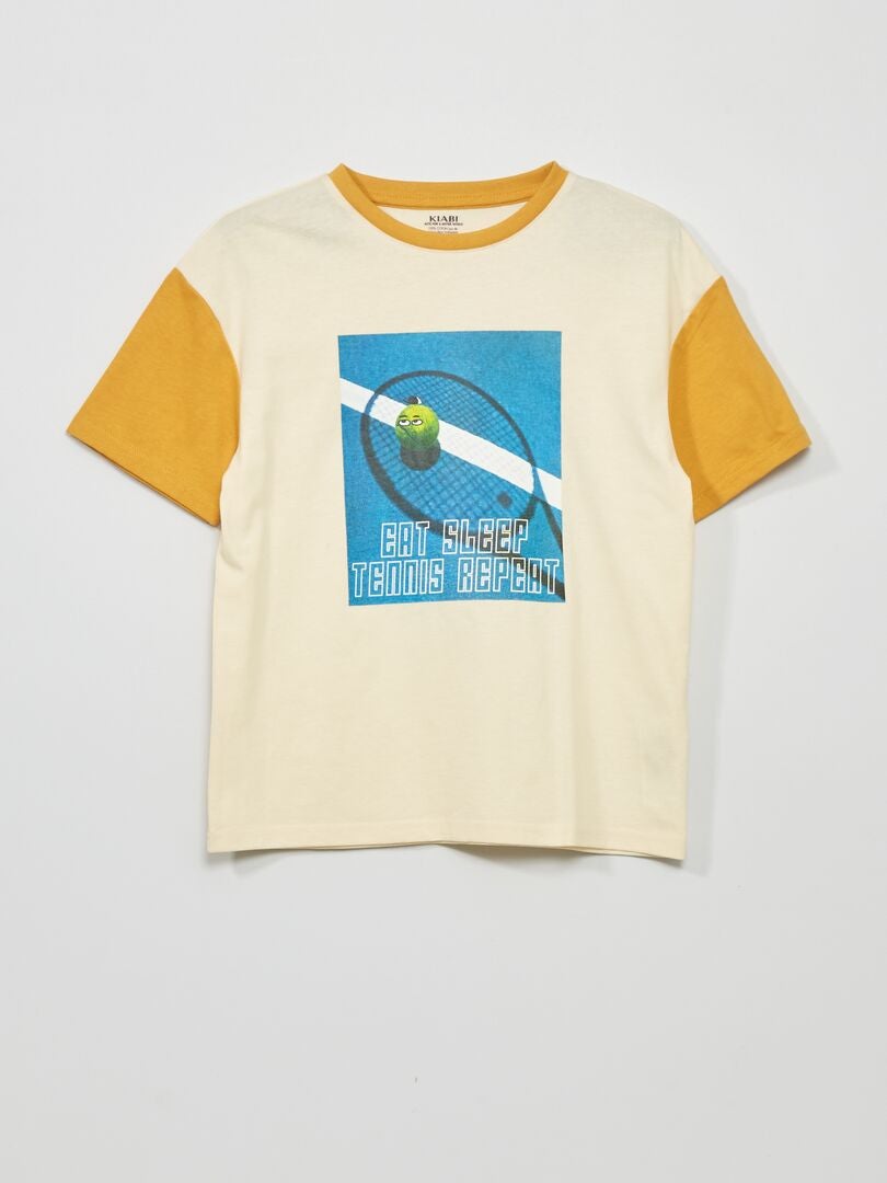 T-shirt à manches courtes avec imprimé Ecru/jaune - Kiabi