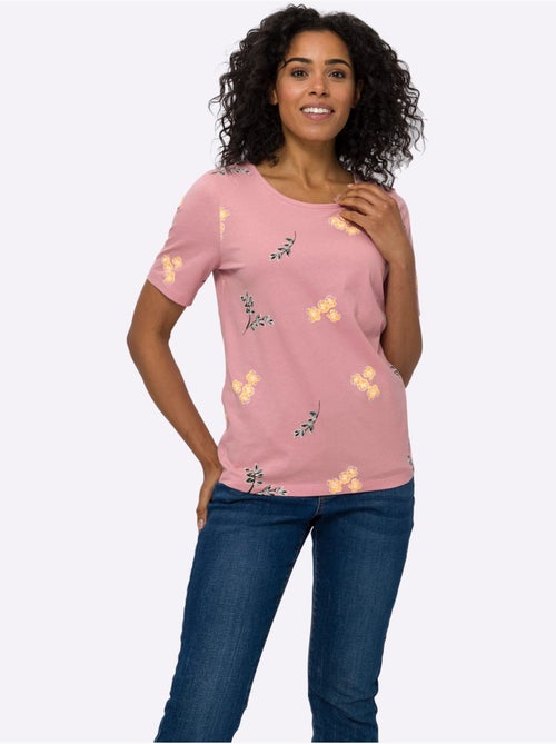 T-shirt à manches courtes avec imprimé floral et feuillage - Taille standard - Moda Vilona - Kiabi T-shirt à manches courtes avec imprimé floral et feuillage - Taille standard - Moda Vilona - Kiabi