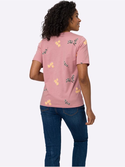 T-shirt à manches courtes avec imprimé floral et feuillage - Taille standard - Moda Vilona - Kiabi T-shirt à manches courtes avec imprimé floral et feuillage - Taille standard - Moda Vilona - Kiabi