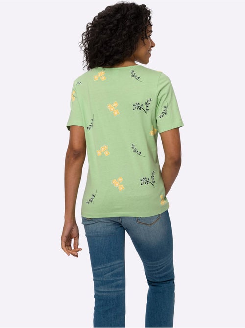 T-shirt à manches courtes avec imprimé floral et feuillage - Taille standard - Moda Vilona - Kiabi T-shirt à manches courtes avec imprimé floral et feuillage - Taille standard - Moda Vilona - Kiabi