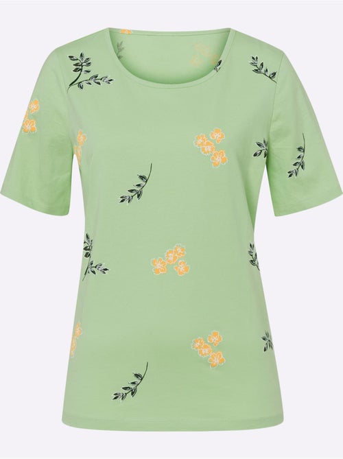 T-shirt à manches courtes avec imprimé floral et feuillage - Taille standard - Moda Vilona - Kiabi T-shirt à manches courtes avec imprimé floral et feuillage - Taille standard - Moda Vilona - Kiabi