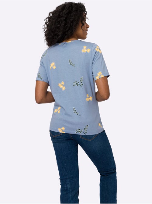 T-shirt à manches courtes avec imprimé floral et feuillage - Taille standard - Moda Vilona - Kiabi T-shirt à manches courtes avec imprimé floral et feuillage - Taille standard - Moda Vilona - Kiabi