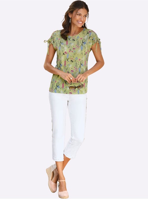 T-shirt à manches courtes avec imprimé floral et liens à nouer - Taille standard - Moda Vilona - Kiabi T-shirt à manches courtes avec imprimé floral et liens à nouer - Taille standard - Moda Vilona - Kiabi