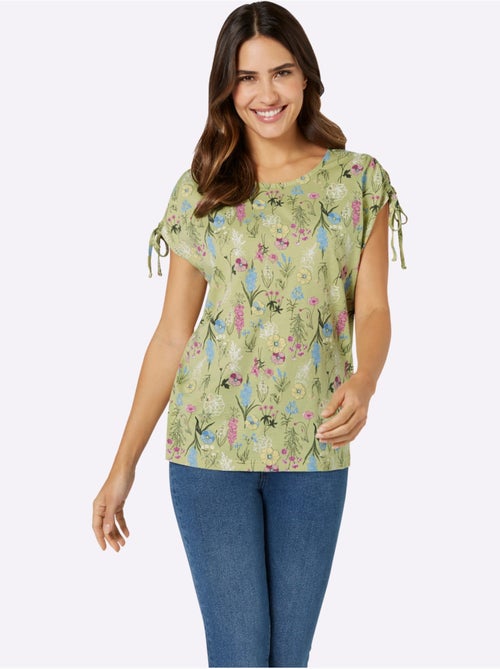 T-shirt à manches courtes avec imprimé floral et liens à nouer - Taille standard - Moda Vilona - Kiabi T-shirt à manches courtes avec imprimé floral et liens à nouer - Taille standard - Moda Vilona - Kiabi