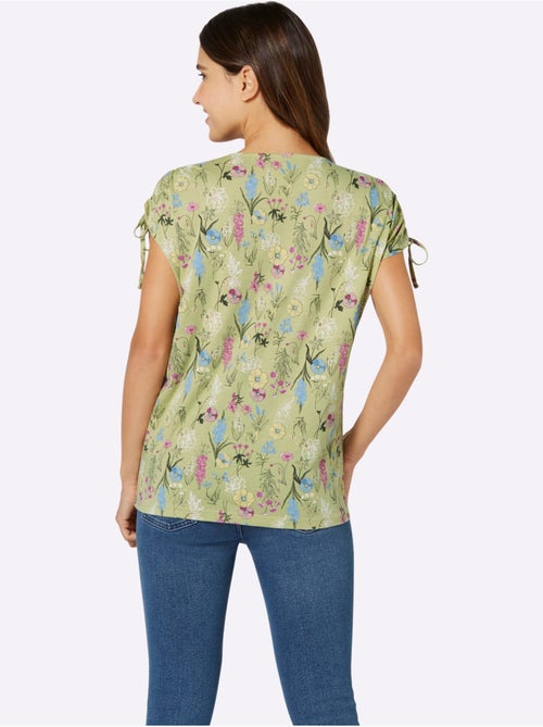T-shirt à manches courtes avec imprimé floral et liens à nouer - Taille standard - Moda Vilona - Kiabi T-shirt à manches courtes avec imprimé floral et liens à nouer - Taille standard - Moda Vilona - Kiabi