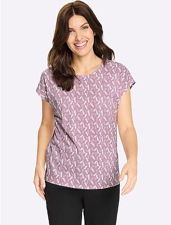 T-shirt à manches courtes avec imprimé graphique et encolure ronde - taille standard - moda vilona