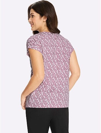 T-shirt à manches courtes avec imprimé graphique et encolure ronde - taille standard - moda vilona