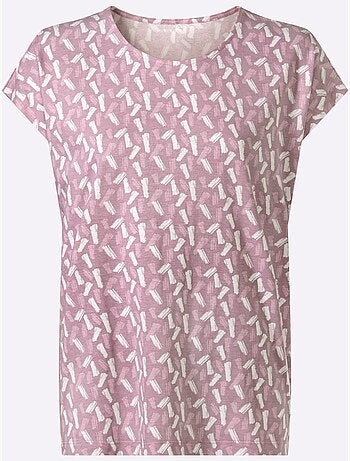T-shirt à manches courtes avec imprimé graphique et encolure ronde - taille standard - moda vilona