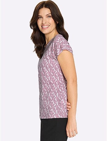 T-shirt à manches courtes avec imprimé graphique et encolure ronde - taille standard - moda vilona