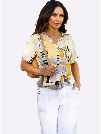T shirt à manches courtes avec imprimé graphique et lettrage - taille standard - witt