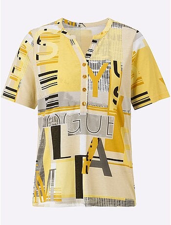 T shirt à manches courtes avec imprimé graphique et lettrage - taille standard - witt
