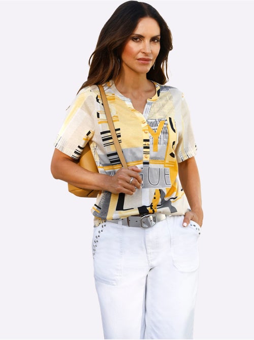 T shirt à manches courtes avec imprimé graphique et lettrage - Taille standard - Witt - Kiabi