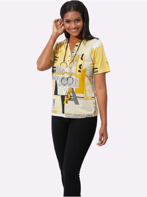 T shirt à manches courtes avec imprimé graphique et lettrage - Taille standard - Witt - Kiabi