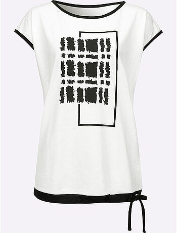 T-shirt à manches courtes avec imprimé graphique et lien à nouer - Taille standard - Moda Vilona