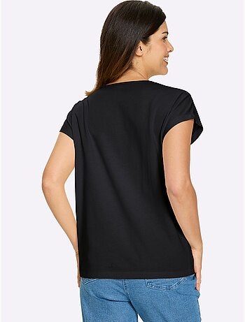 T-shirt à manches courtes avec imprimé graphique et mancherons - taille standard - moda vilona