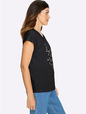 T-shirt à manches courtes avec imprimé graphique et mancherons - taille standard - moda vilona