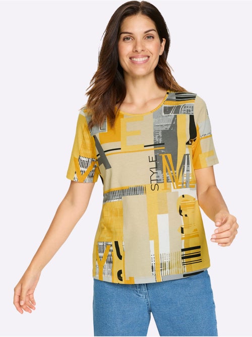 T-shirt à manches courtes avec imprimé graphique stylisé - Taille standard - Moda Vilona - Kiabi T-shirt à manches courtes avec imprimé graphique stylisé - Taille standard - Moda Vilona - Kiabi