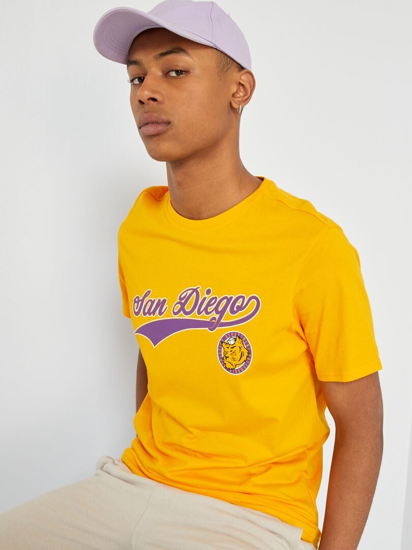 T-shirt à manches courtes avec imprimé Jaune - Kiabi