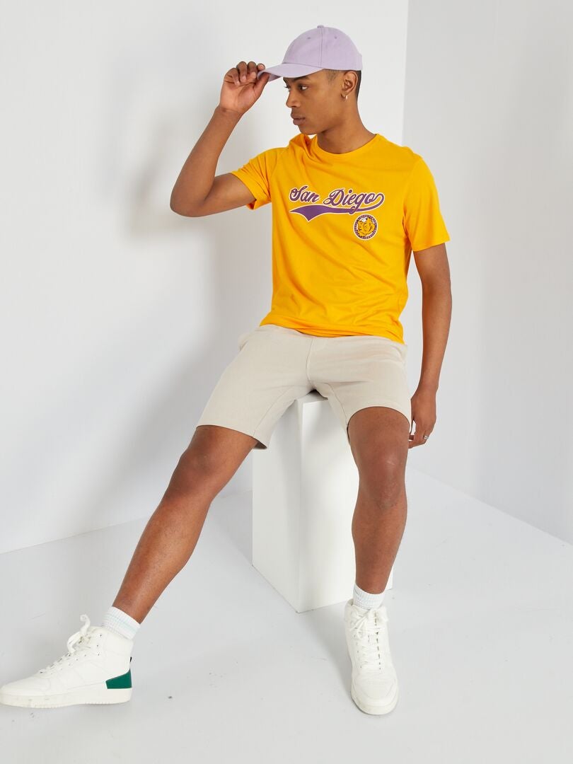 T-shirt à manches courtes avec imprimé Jaune - Kiabi