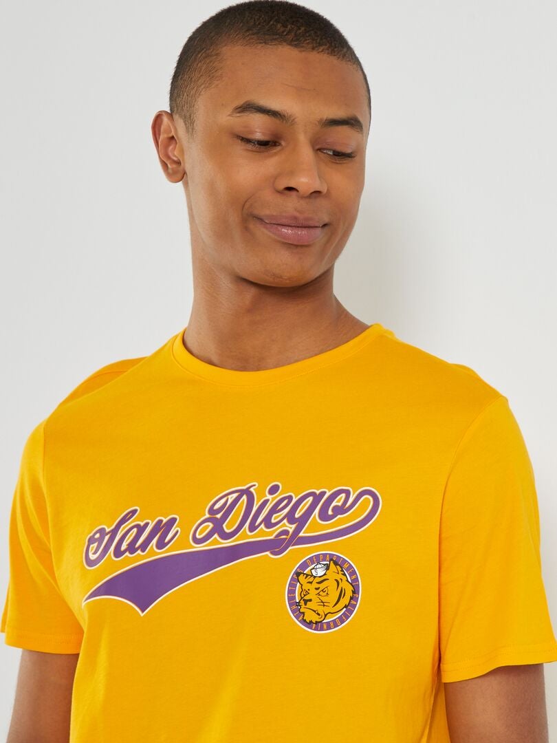 T-shirt à manches courtes avec imprimé Jaune - Kiabi