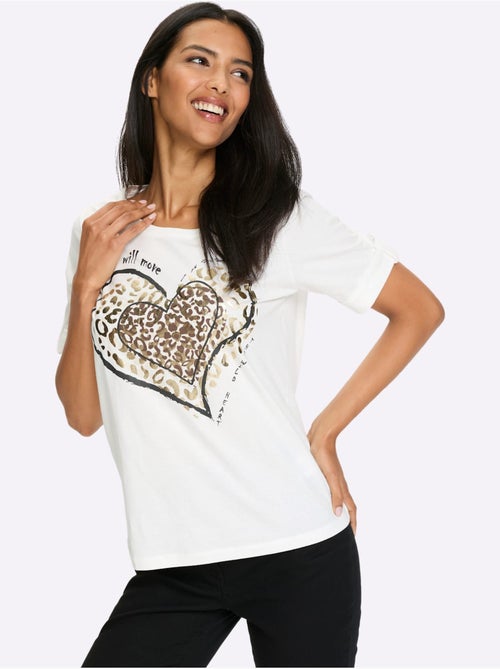 T-shirt à manches courtes avec imprimé léopard et cœurs - Taille standard - Moda Vilona - Kiabi T-shirt à manches courtes avec imprimé léopard et cœurs - Taille standard - Moda Vilona - Kiabi