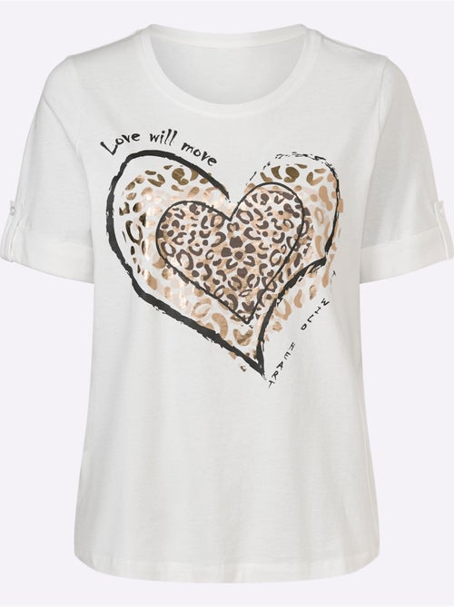 T-shirt à manches courtes avec imprimé léopard et cœurs - Taille standard - Moda Vilona - Kiabi T-shirt à manches courtes avec imprimé léopard et cœurs - Taille standard - Moda Vilona - Kiabi
