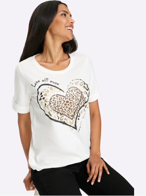 T-shirt à manches courtes avec imprimé léopard et cœurs - Taille standard - Moda Vilona - Kiabi T-shirt à manches courtes avec imprimé léopard et cœurs - Taille standard - Moda Vilona - Kiabi