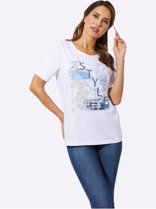 T-shirt à manches courtes avec imprimé lettering et paillettes - Taille standard - Moda Vilona - Kiabi T-shirt à manches courtes avec imprimé lettering et paillettes - Taille standard - Moda Vilona - Kiabi