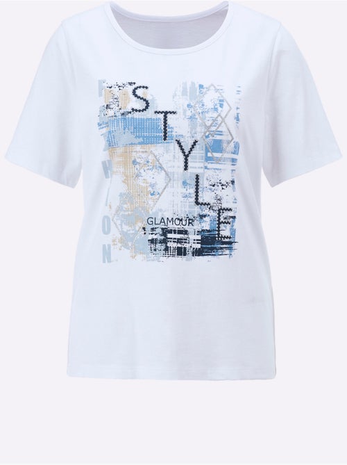 T-shirt à manches courtes avec imprimé lettering et paillettes - Taille standard - Moda Vilona - Kiabi T-shirt à manches courtes avec imprimé lettering et paillettes - Taille standard - Moda Vilona - Kiabi