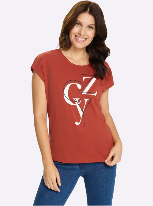 T-shirt à manches courtes avec imprimé lettrage et col rond - Taille standard - Moda Vilona - Kiabi T-shirt à manches courtes avec imprimé lettrage et col rond - Taille standard - Moda Vilona - Kiabi