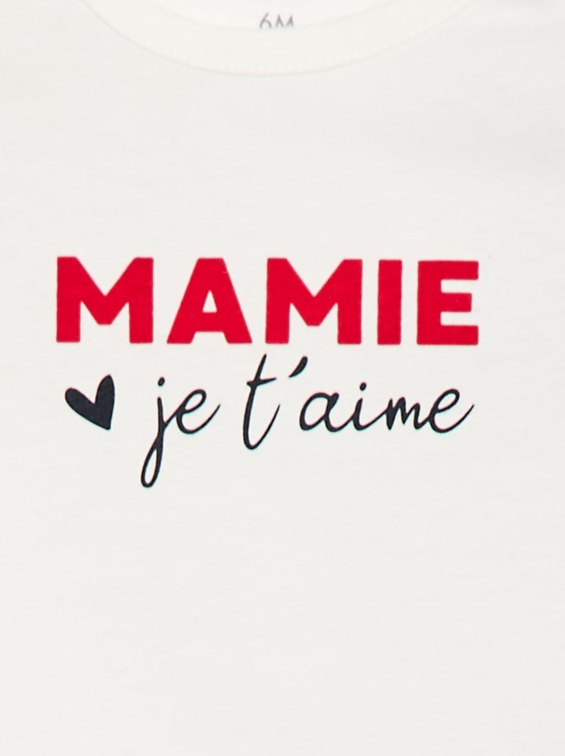 T-shirt à manches courtes avec imprimé 'Mami' Blanc - Kiabi