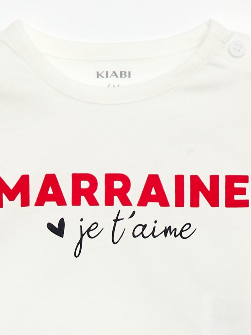 T-shirt à manches courtes avec imprimé 'Marraine' Blanc - Kiabi