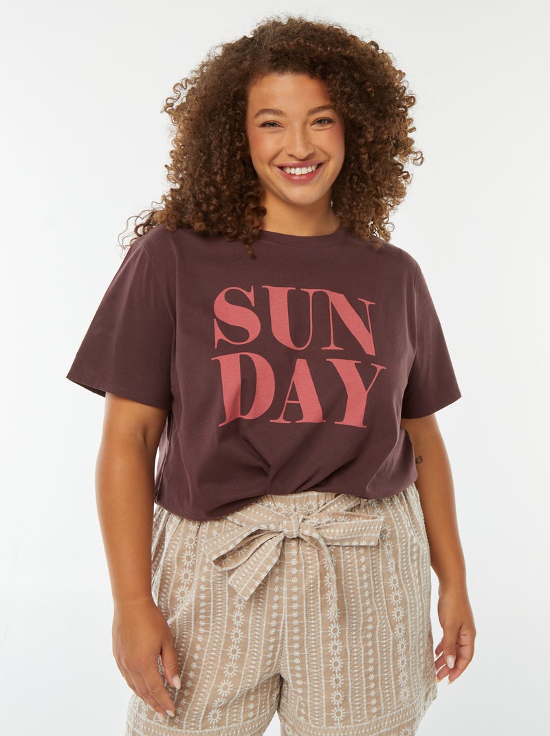 T-shirt à manches courtes avec imprimé Marron - Kiabi
