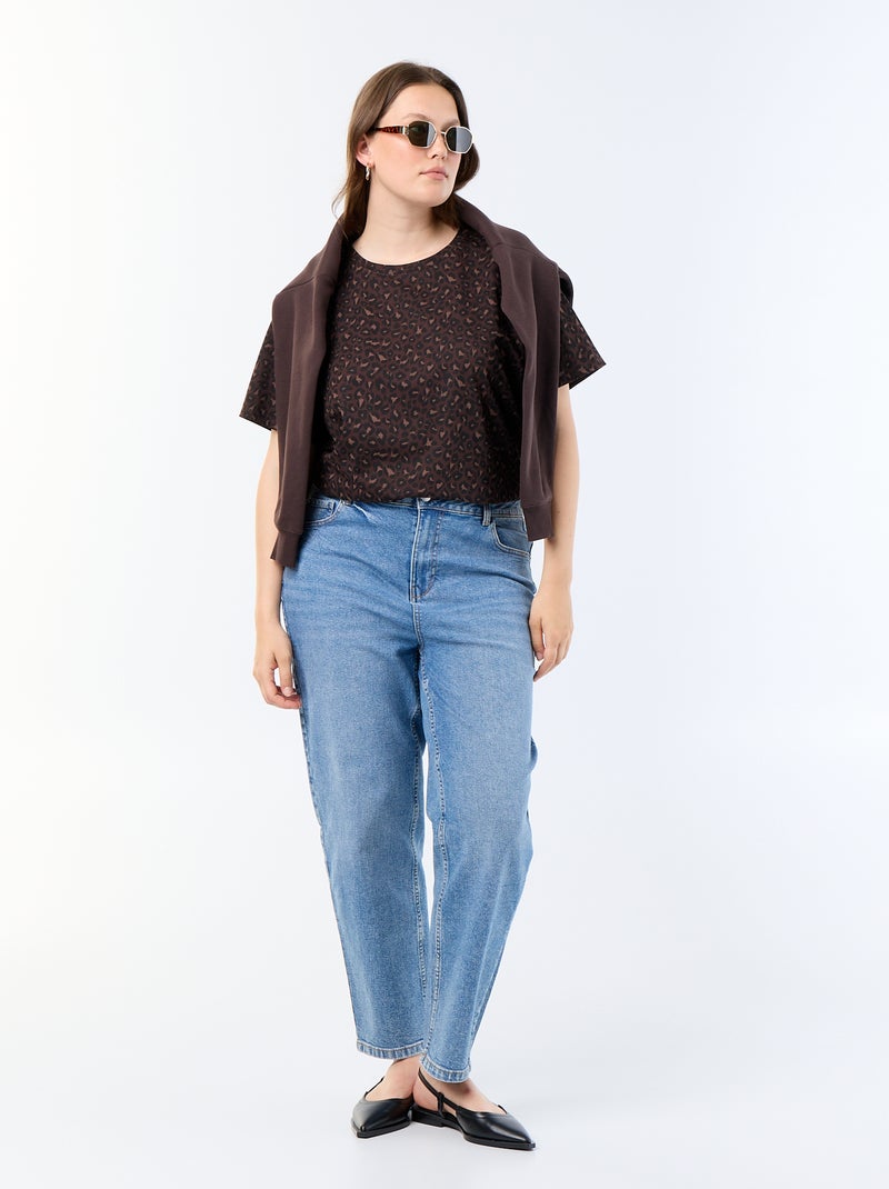 T-shirt à manches courtes avec imprimé Marron - Kiabi
