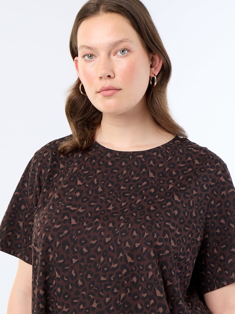 T-shirt à manches courtes avec imprimé Marron - Kiabi