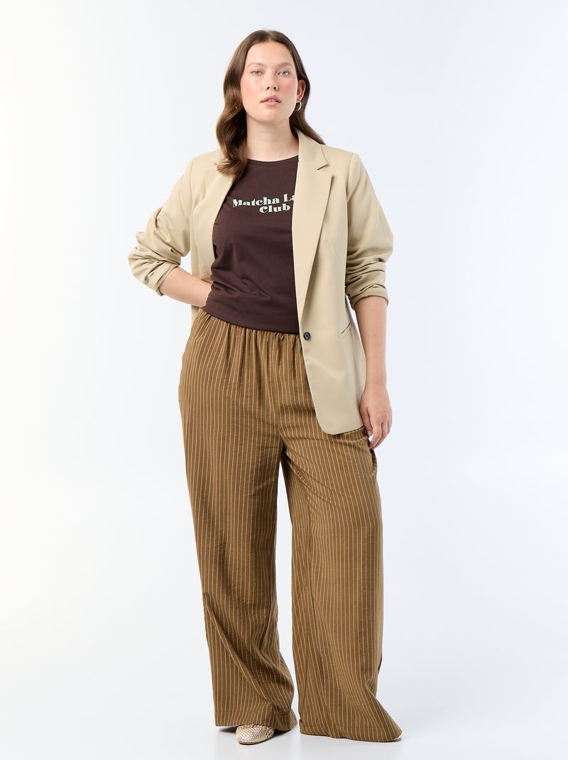 T-shirt à manches courtes avec imprimé Marron - Kiabi