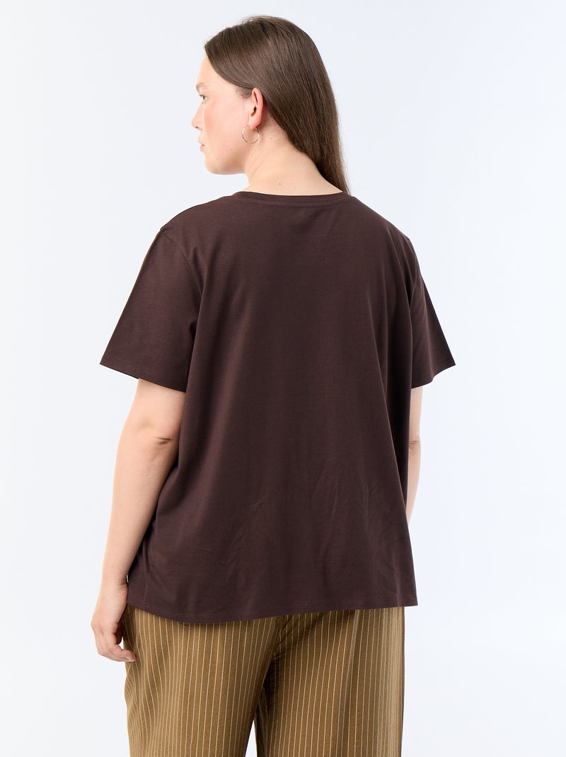 T-shirt à manches courtes avec imprimé Marron - Kiabi