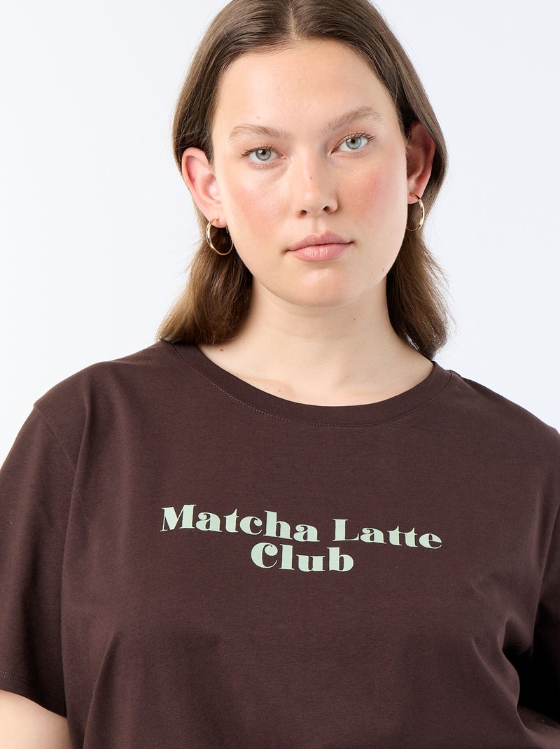T-shirt à manches courtes avec imprimé Marron - Kiabi