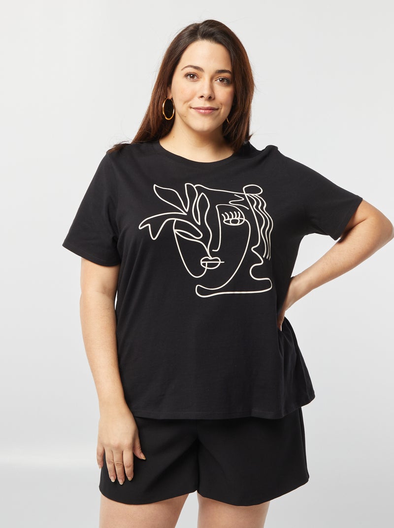 T-shirt à manches courtes avec imprimé Noir - Kiabi