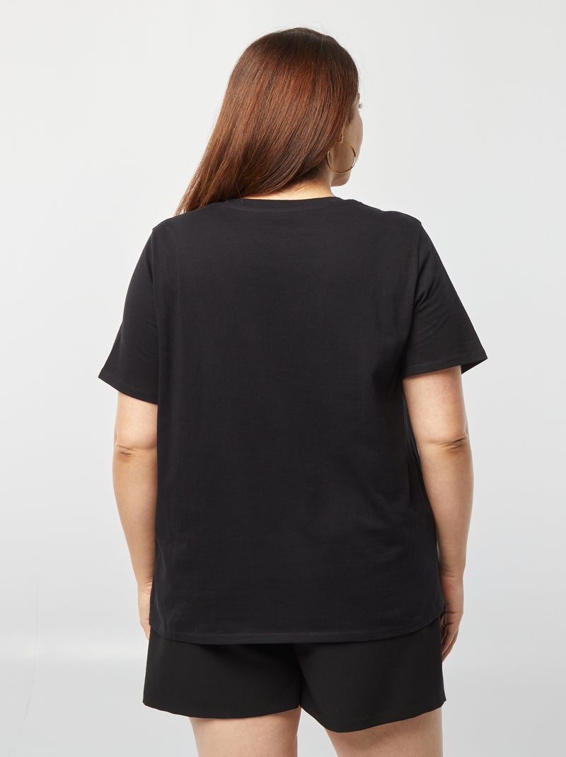 T-shirt à manches courtes avec imprimé Noir - Kiabi
